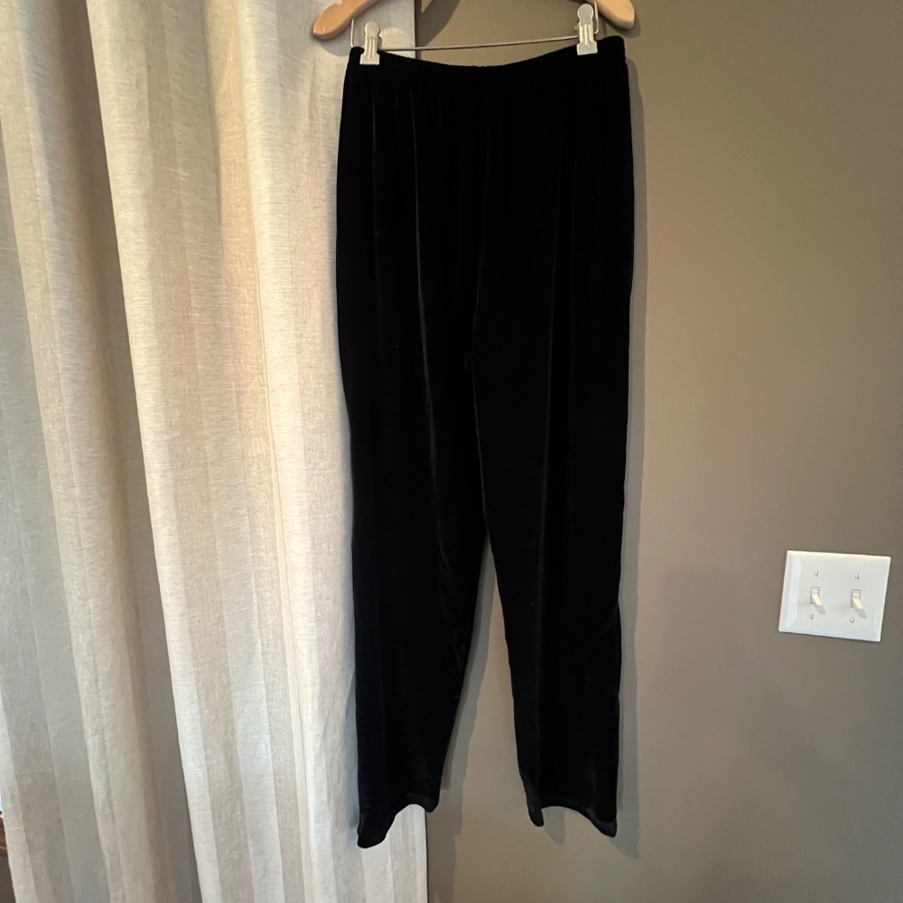 Coldwater Creek Black Evening Velvet Pants, Stretch Waist, Size Medium